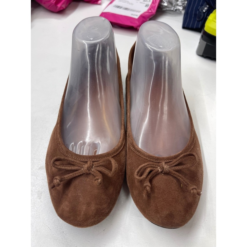 Vionic Callisto Brown Suede Ballet Flats Bow Round Toe Orthotic Shoes Womens 10